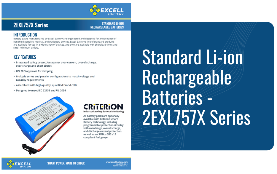 Standard Li-ion Rechargeable Batteries - 2EXL757X Series